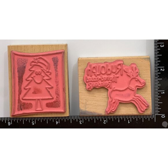2 2008 HAMPTON ART STUDIO G RUBBER STAMPS RUDOLPH REINDEER HOLIDAY BY KATIE HALL - Picture 3 of 5